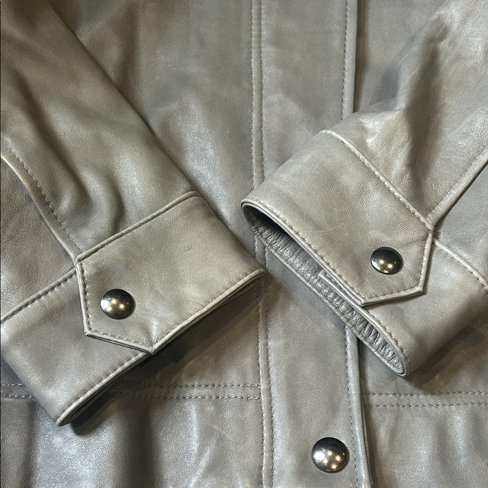 Valette Taupe genuine lamb Leather Jacket L - Picture 2 of 11